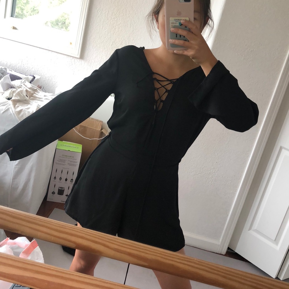 Black chiffon romper